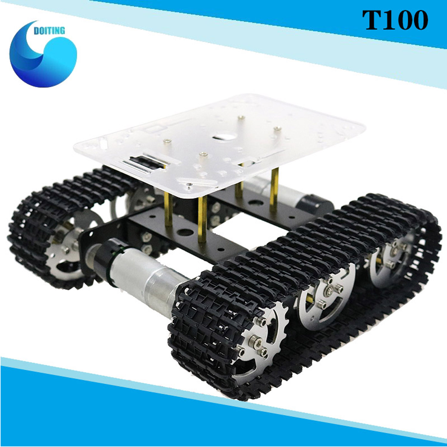 Tracked Robot Chassis - RC металлический робот-цистерна, шасси мини T100,