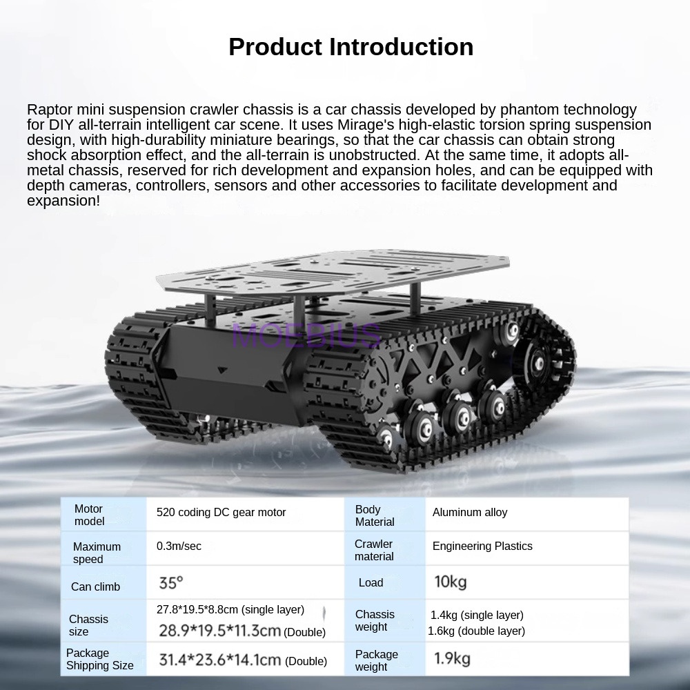 Нагрузка 10 кг, металлическое  – обзор и цена Tracked Robot Chassis